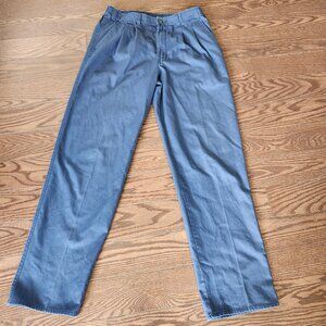 Vintage 90s Anchor Bay Blue Pants Size 33x34 Elastic Waist Made in USA Soft Casu